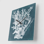 Azure Coral I Quadratische Wanduhr (Winkel)