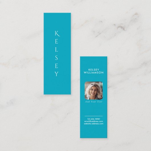 Azure Customizable Photo Mini Business Card Mini Visitenkarte (Vorne/Hinten)