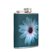 Azure Daisy auf dunkle bis Leder Druck Flachmann (Rechts)