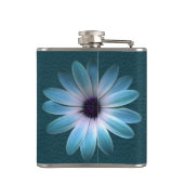 Azure Daisy auf dunkle bis Leder Druck Flachmann (Rückseite)