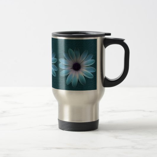 Azure Daisy auf dunkle bis Leder Druck Reisebecher (Rechts)
