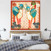 Azure Deer & Rose Owl Fiesta Leinwand Art (Insitu (Schlafzimmer))
