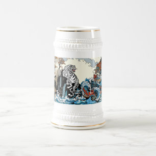 Azure Dragon und White Tiger. Abbildung Bierglas