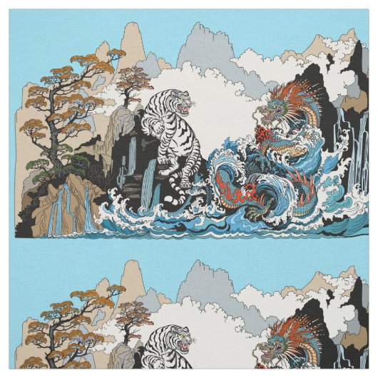 Azure Dragon und White Tiger. Abbildung Stoff (Muster)