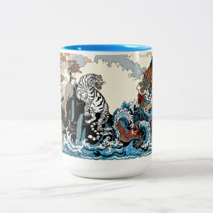 Azure Dragon und White Tiger. Abbildung Zweifarbige Tasse