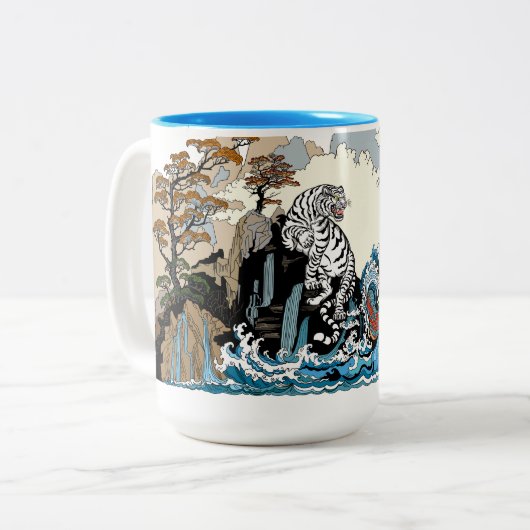 Azure Dragon und White Tiger. Abbildung Zweifarbige Tasse (Vorderseite Links)