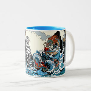 Azure Dragon und White Tiger. Abbildung Zweifarbige Tasse