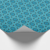 Azure Dreams Turquoise Fraktal Stars auf Aquamarin Geschenkpapier (Ecke)