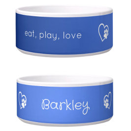 Azure 'eat play love' Dog Name Bowl Napf