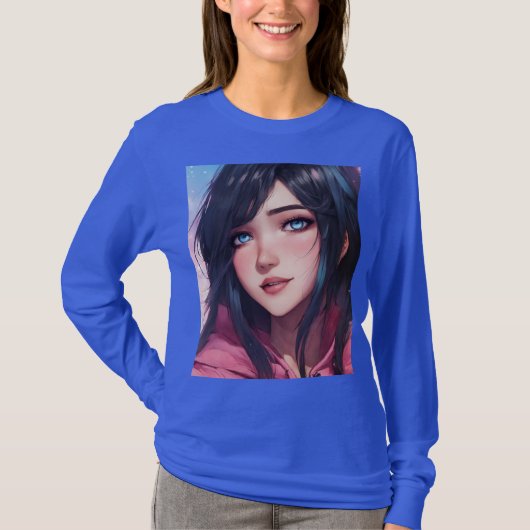 "Azure Elegance: Blue Full Sleeve Women's T - Shir T-Shirt (Vorderseite)