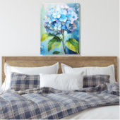 Azure Elegance: Hydrangea im Blut Leinwanddruck (Insitu (Schlafzimmer))