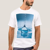 "Azure Elegance - Light Blue Water Droplet on Whi T-Shirt (Vorderseite)
