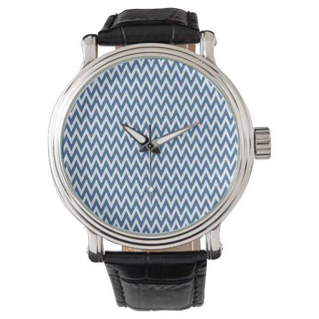 Azure Elegantes Zickzack Design Armbanduhr (Vorderseite)