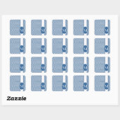 Azure Elegantes Zickzack Design mit Monogramm Quadratischer Aufkleber (Blatt)