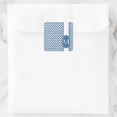 Azure Elegantes Zickzack Design mit Monogramm Quadratischer Aufkleber (Tasche)