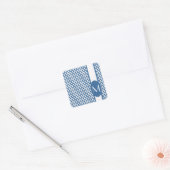 Azure Elegantes Zickzack Design mit Monogramm Quadratischer Aufkleber (Umschlag)