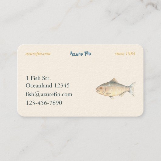 Azure Fin Classic Fish Restaurant Visitenkarte (Rückseite)