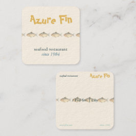 Azure Fin Coastal Fish Pattern Seafood Restaurant Quadratische Visitenkarte