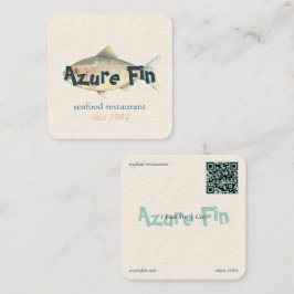 Azure Fin Elegant Fish Restaurant Logo Quadratische Visitenkarte