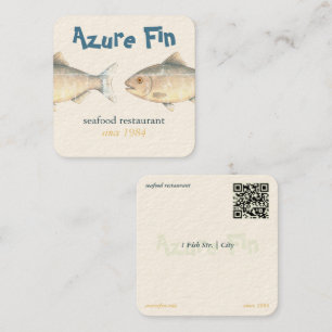 Azure Fin Elegant Fish Restaurant Logo Quadratische Visitenkarte