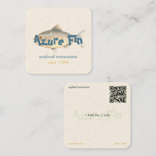 Azure Fin Elegant Fish Restaurant Logo Quadratische Visitenkarte