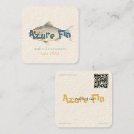 Azure Fin Elegant Fish Restaurant Logo Quadratische Visitenkarte