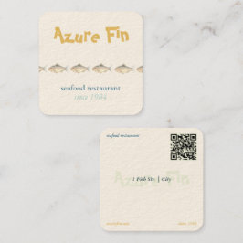Azure Fin Elegant Fish Restaurant Logo Quadratische Visitenkarte