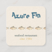 Azure Fin Elegant Fish Restaurant Logo Quadratische Visitenkarte (Vorderseite)