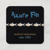 Azure Fin Elegantes Black Coastal Seafood Restaura Quadratische Visitenkarte (Vorderseite)