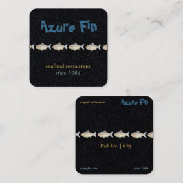 Azure Fin Elegantes Black Coastal Seafood Restaura Quadratische Visitenkarte