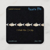 Azure Fin Elegantes Black Coastal Seafood Restaura Quadratische Visitenkarte (Rückseite)