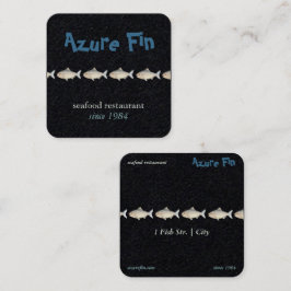 Azure Fin Elegantes Black Coastal Seafood Restaura Quadratische Visitenkarte