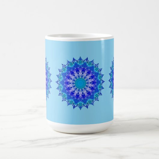 Azure Flower Mandala Mug Kaffeetasse (Mittel)