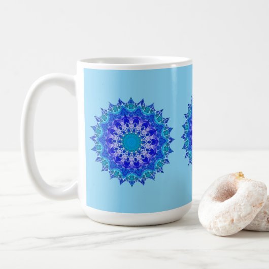 Azure Flower Mandala Mug Kaffeetasse (Mit Donut)