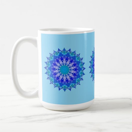 Azure Flower Mandala Mug Kaffeetasse (Links)