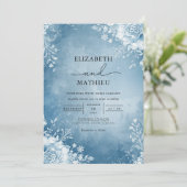Azure Frost Blühend Hochzeit Einladung (Stehend Vorderseite)