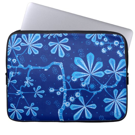 Azure Frost Blume Neoprene Laptop Sleeve (Vorderseite)