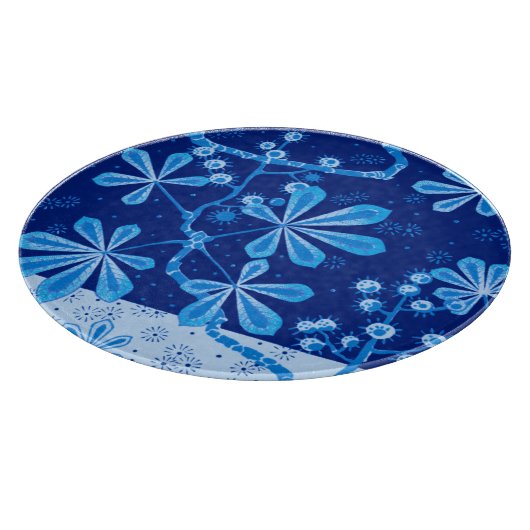 Azure Frost Blume Round Glass Cutting Board Schneidebrett (Ecke)