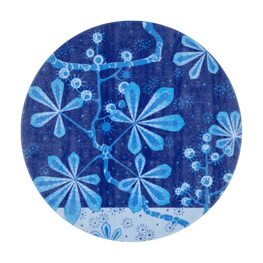 Azure Frost Blume Round Glass Cutting Board Schneidebrett (Vorderseite)