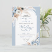 Azure & Gold Harmony Hochzeitseinladung Einladung (Stehend Vorderseite)