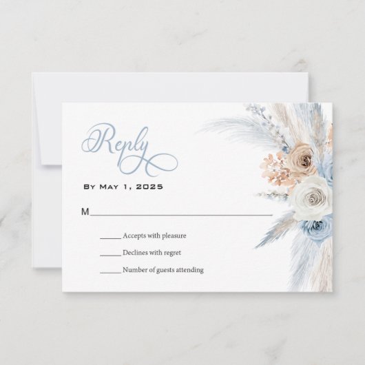 Azure & Gold Harmony Wedding RSVP Card Karte (Vorderseite)