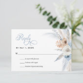 Azure & Gold Harmony Wedding RSVP Card Karte (Stehend Vorderseite)