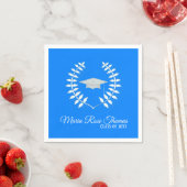Azure Grad Cap & Blätter Paper Napkins Serviette (Beispiel)