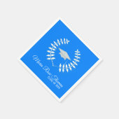 Azure Grad Cap & Blätter Paper Napkins Serviette (Ecke)