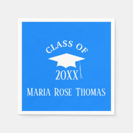 Azure Grad Cap & Blätter Paper Napkins Serviette
