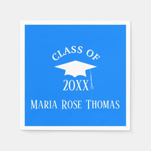 Azure Grad Cap & Blätter Paper Napkins Serviette (Vorderseite)