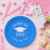 Azure Grad Cap und Blätter Papier Teller 9" (Party)