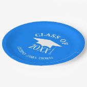 Azure Grad Cap und Blätter Papier Teller 9" (Schrägansicht)