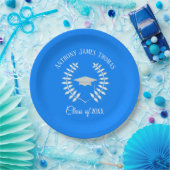 Azure Grad Cap und Blätter Papier Teller 9" (Party)