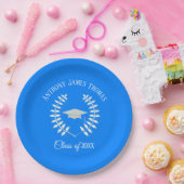 Azure Grad Cap und Blätter Papier Teller 9" (Party)